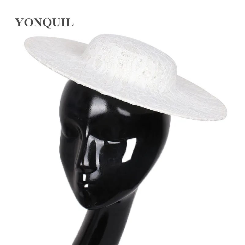 Черный чародей База Большие размеры 30 см круглый чародей шляпа с кружева украшены головные уборы для женщин Свадебные аксессуары для волос