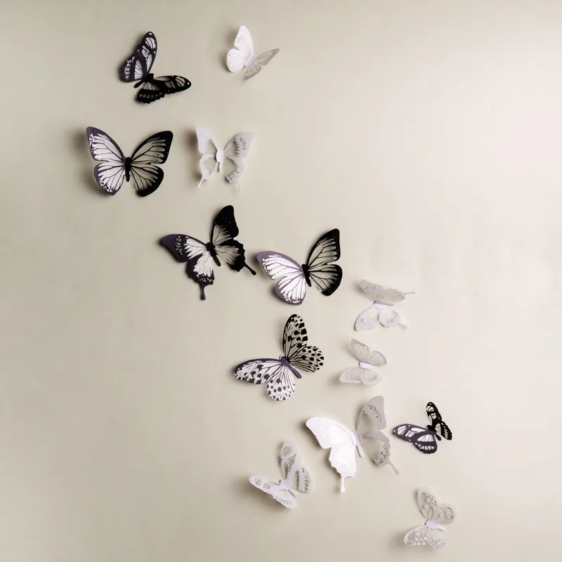 

18Pcs 3D Black And White Butterfly Sticker Art Wall Decal Home Decoration Room Decor Hot Sale
