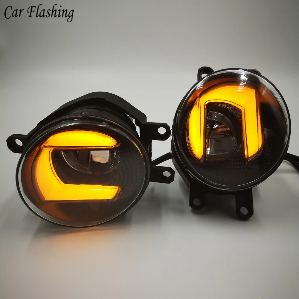 2PCS 3 in1 Function Car LED DRL Daytime Running Light Fog Lamp
