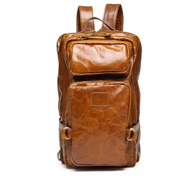 

Genuine Leather students Backpack Men Large capacity Vintage Men's Backpacks high quality Male Luggage Shoulder Bag Travel Bag
