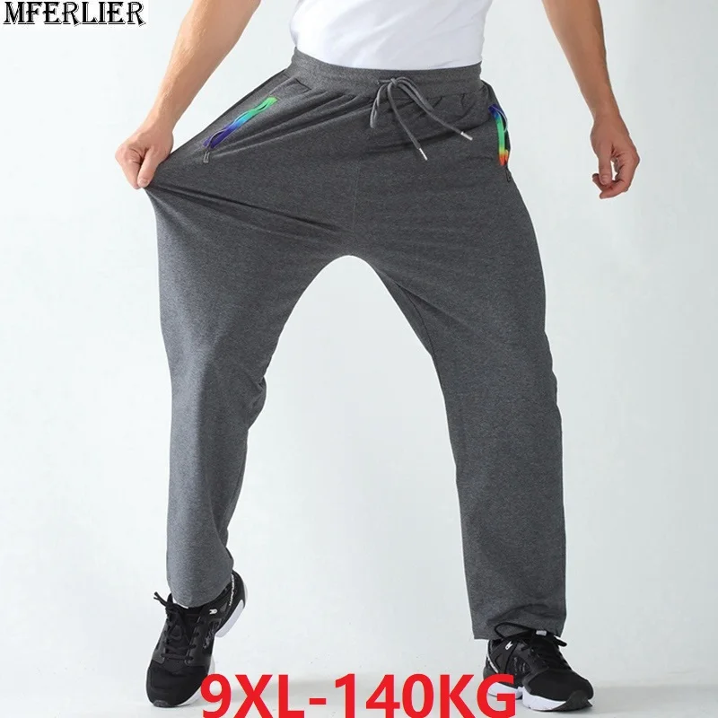 

autumn men sweatpants plus size big 6XL 7XL 8XL 9XL winter man sports pants Stretch pants Elastic waist simple Straight Trouser