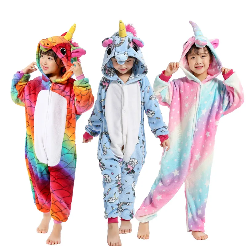 Boys Girls New Flannel font b Animal b font Pegasus Unicorn Cosplay Christmas Pijamas Winter Kids