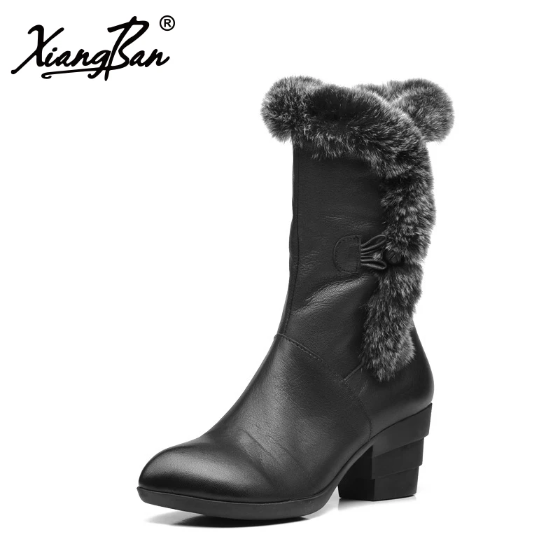Mi Noir Femmes Cuir En Velours D'hiver Claf Talon Bottes Épais L'intérieur Xiangban À Black Marque Chaussures Femelle Haute AwvFIq8