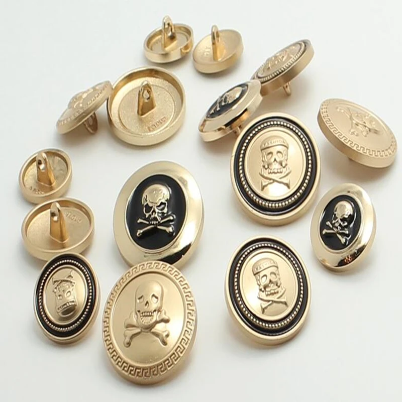 

5pcs/lot High-grade metal buttons sewing accessories skull and crossbones jacket coat leisure suit coat buttons DIY