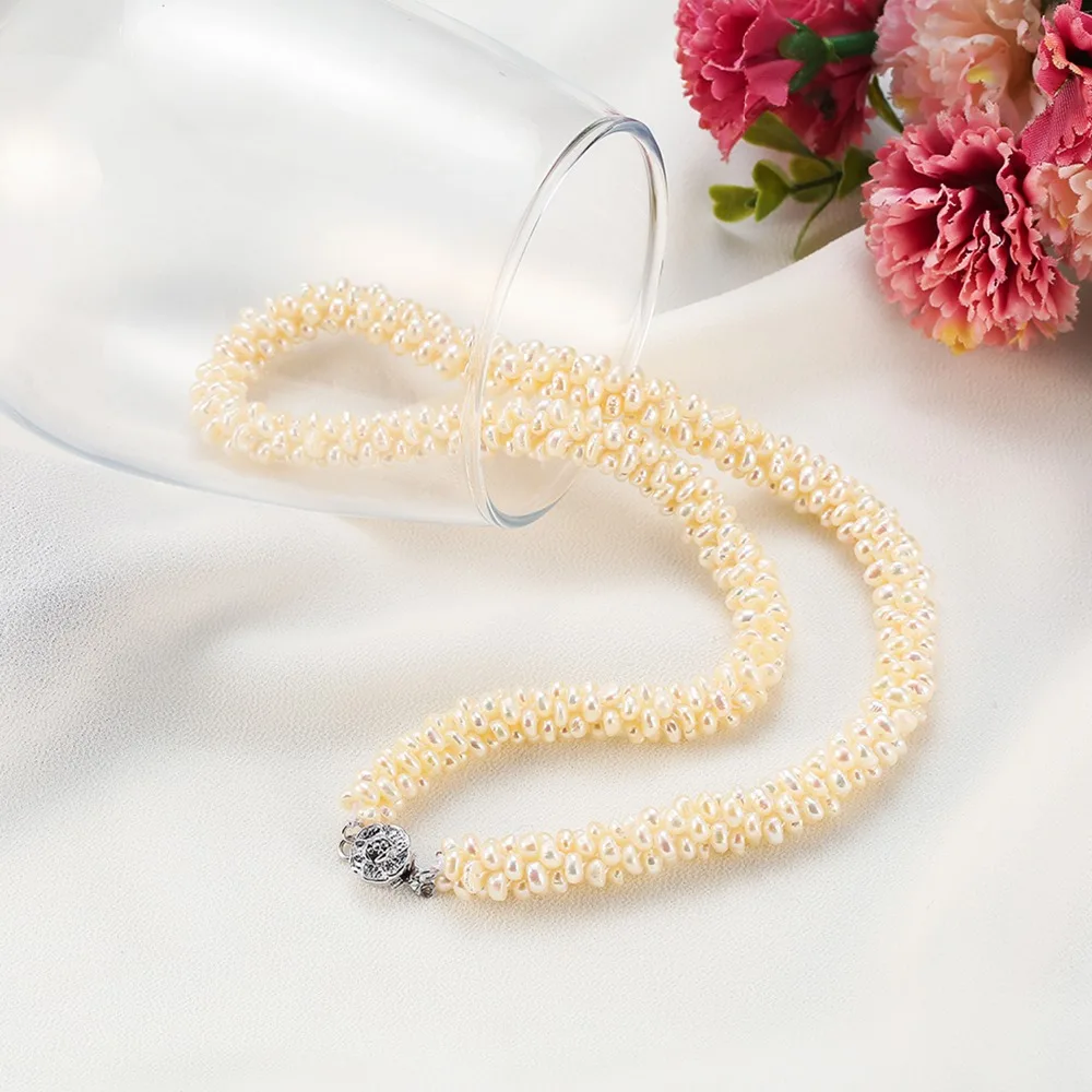 Small Freshwater Pearl Beads Chain Necklace Rice Pearls Flower Choker Copper Zircon Women Jewelry Wedding | Украшения и