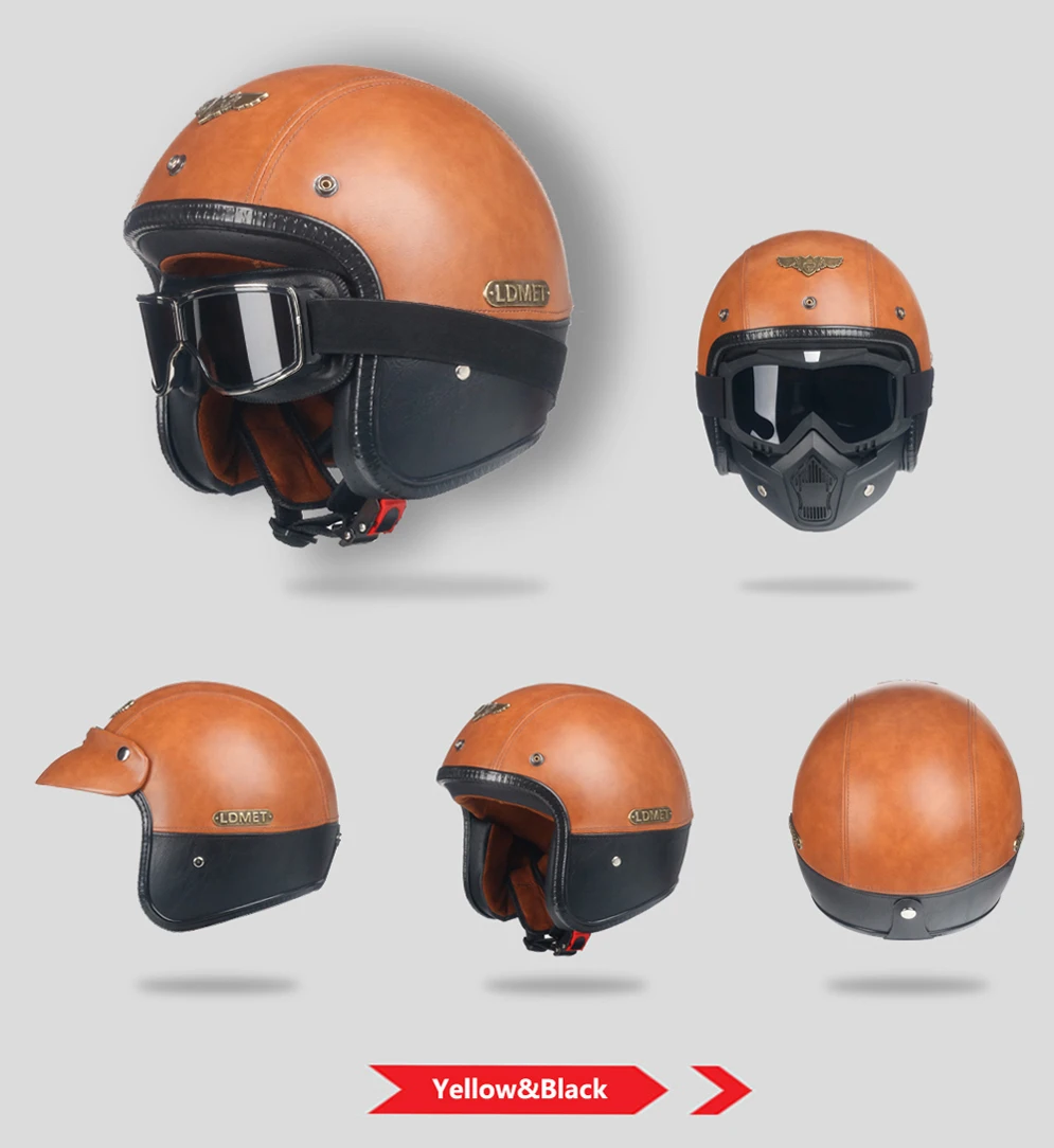 Кожа PU casco moto Винтаж moto rcycle шлем capacetes de moto ciclista панк кафе гонщик открытый лицо Камуфляж