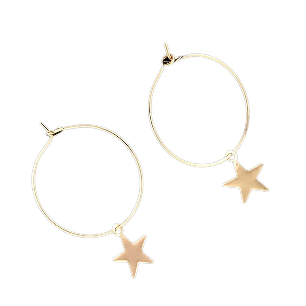 

1 Pair Simple Girl Gold Geometric Round Dangle Earrings Women Alloy Star Drop Vintage Wedding Earrings