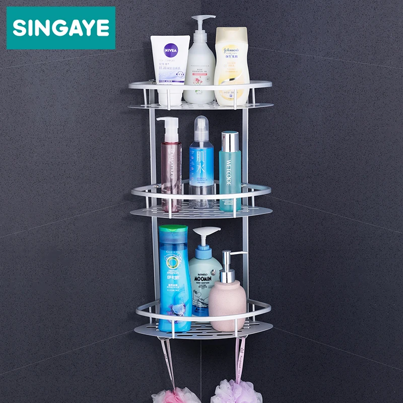 SINGAYE Space Aluminum Bathroom Shelf Shower Shampoo Soap Cosmetic