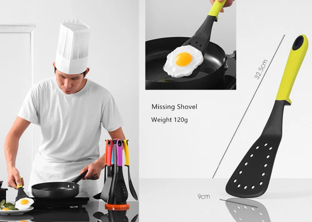 Набор кухонных инструментов с подставкой NON-STICK кухонная утварь 7 шт. набор с Каруселью красочные кухонные инструменты идеальный набор для приготовления пищи