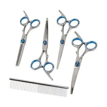 

Professional Pet Dog Grooming Scissors Set Straight & Thinning & 2 Curved Scissors Shears Hairdressing Haircut Tools Kit comb