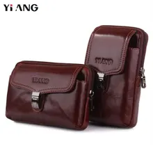 YIANG брендовая мужская поясная сумка из натуральной кожи 2 стиля, повседневные Мини мужские сумки для мобильного телефона, поясная сумка, поясные сумки, поясные сумки