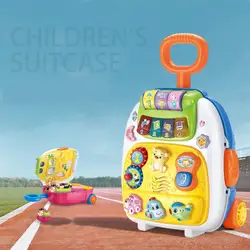 LeTrend милый мультфильм детей Роллинг багаж музыкальный функция Детский чемодан колеса носить на тележке Детская сумка