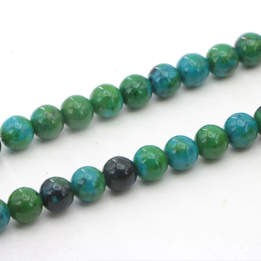 1 High Quality 4-14mm natural Dark green semi-precious Round ball Phoenix stone loose beads for DIY Fashion charms (15)