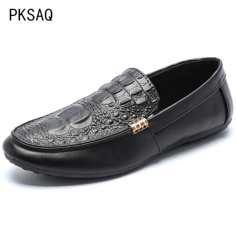 

Spring Summer New Men Casual Shoes Solid Color Wild Evil Fish Pattern Slip Shoes Fashion Round Head Comfortable Flat Shoes