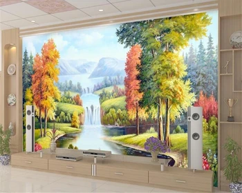 

beibehang Personality Idyllic Water Fountain Cornucopia Landscape Mural Wallpaper TV Background wall papers home decor Wall 3d