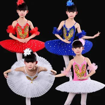 ballet swan costume tutu child red white blue pink for competition dresses children profesional girls skirts toddlers gymnastic