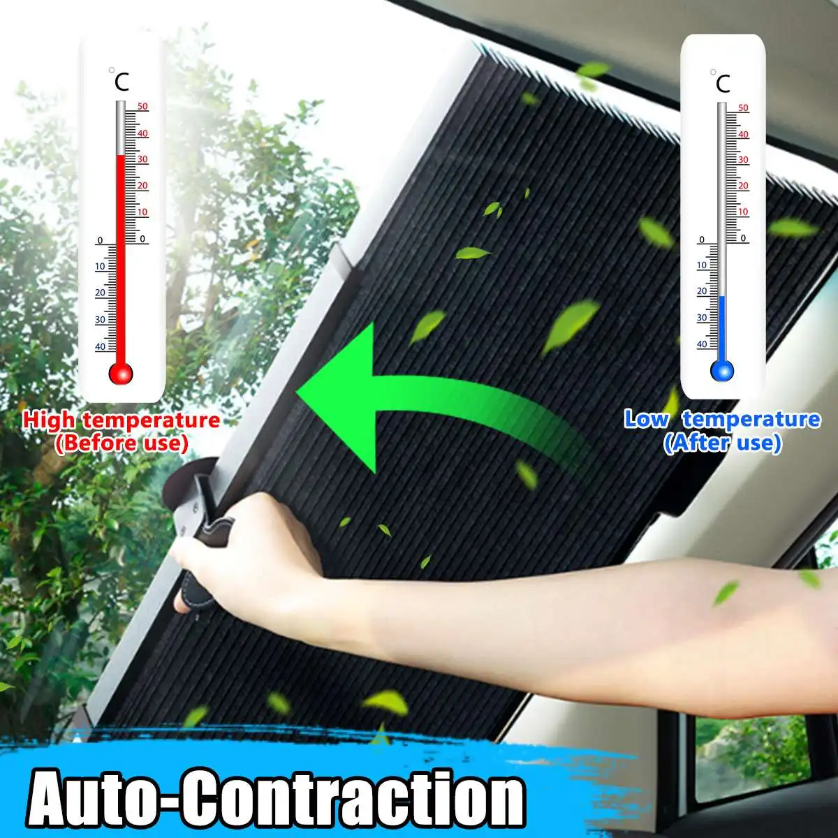 

Car Retractable Curtain With UV Protection Sunshade Car Window Sunshade Upgarde SUV Truck Car Front Windshield