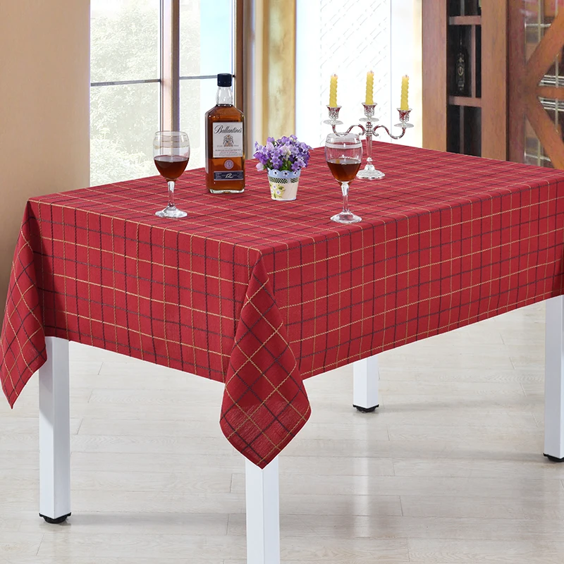 Американская Рождественская скатерть, многоразмерная, хлопок, покрытие стола проверяет, плед, решетка, столовая, красный лен, натуральная ткань, круглая, прямоугольная