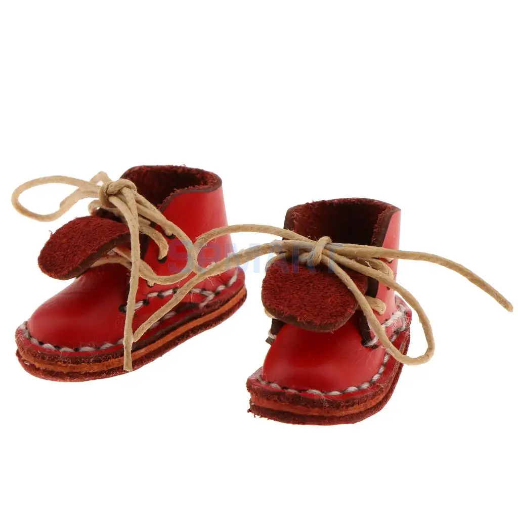 Pair of Fashion Shoes PU Leather Lace up Boots Shoes for 12'' Blythe Doll Clothes