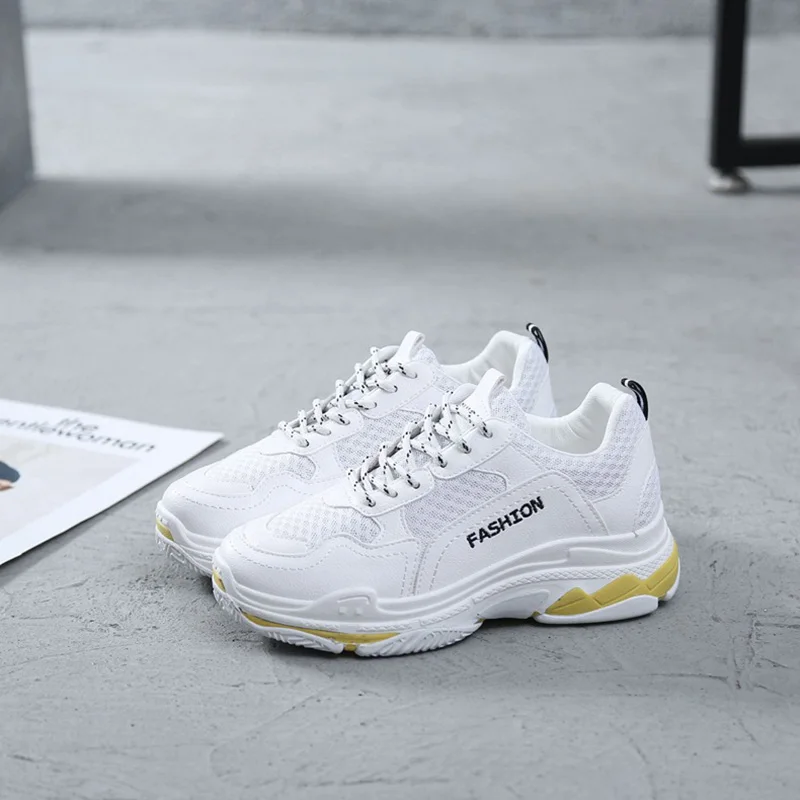 2018 Spring New Arrivals Shoes Woman Sport Leisure Student Fashion Heighten Antiskid Breathable Lace-Up Mixed Colors Tide Women's Shoes