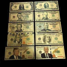 10 шт. золотые банкноты из фольги, бумага США, Дональд Трамп, поддельные коллекции денежных знаков, винтажные сувениры, рождественские подарочные банкноты