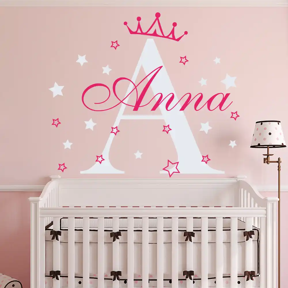 Las Ninas Personalizados Nombre Corona Etiqueta De La Pared