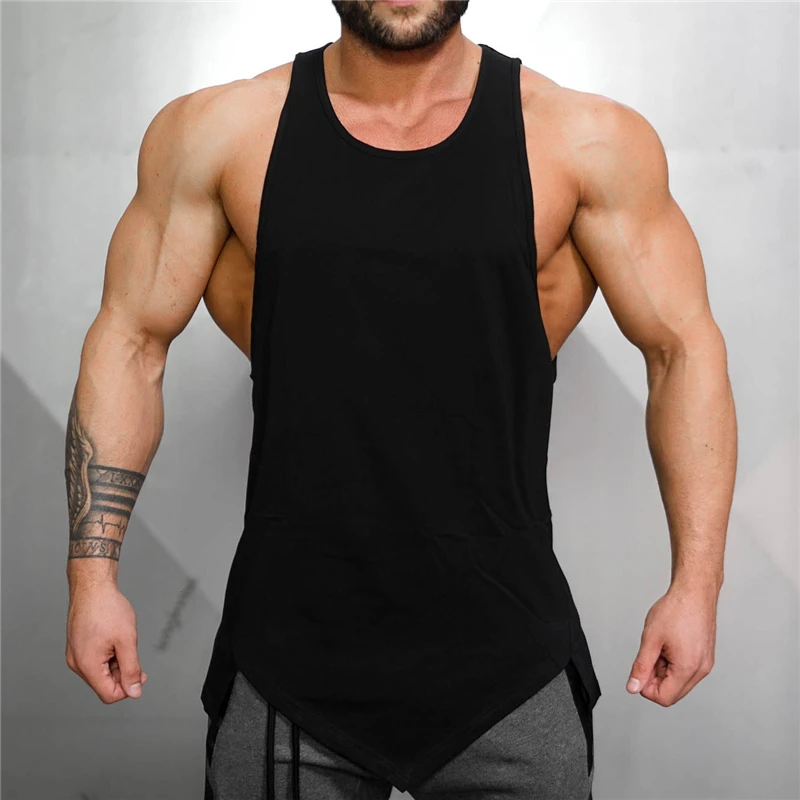 

2019 Summer Bodybuilding Tank Top Men Gyms Stringer Vest Fitness Mens Brand Clothing Cotton Muscle Shirt Workout Tanktop
