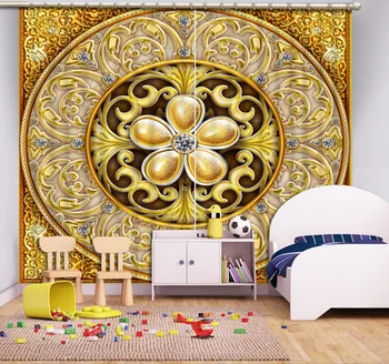 

3D Curtain Fashion Customized Gold Pattern Diamond Curtains For Bedroom New Custom 3D Beautiful Blackout Shade Window 3D Curtain