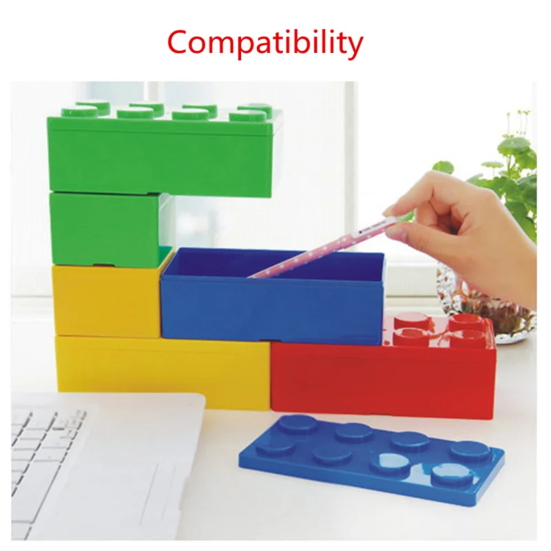 single sale building blocks shapes plastic box saving space storage box Educational Anime toys  for gift
