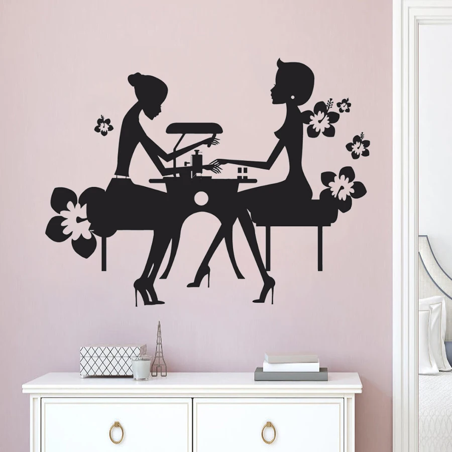 

Manicure Vinyl Wall Sticker Nails Salon Creative Decoration Nials Manicure Window Vinyl Sticker Nails Shop Wall Mural AZ140