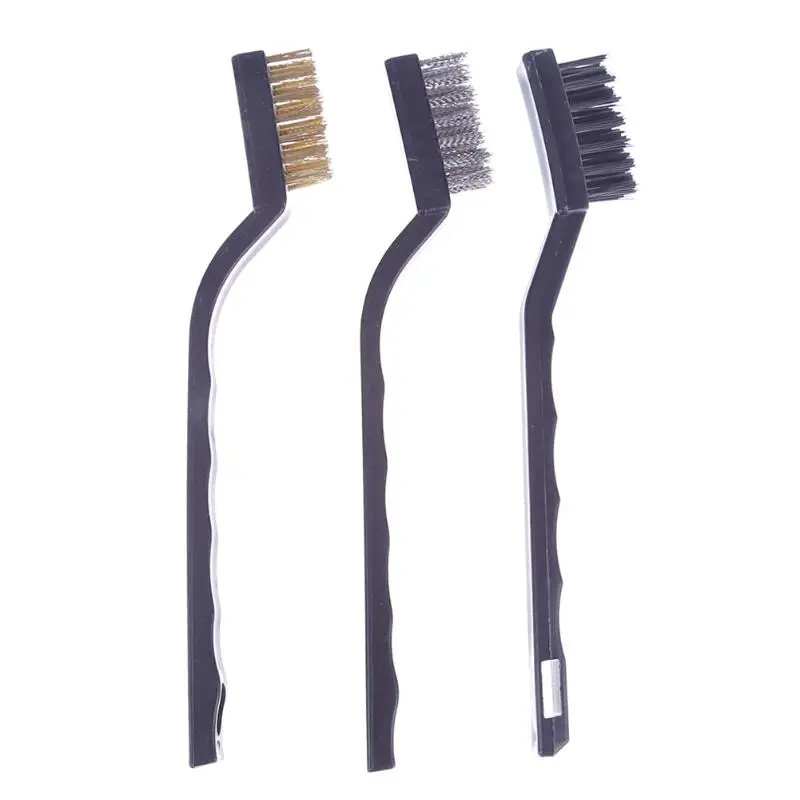 3pcs/lot Mini Wire Brush Set Stainless Steel Wire Nylon Brush for Cleaning and Polishing DIY