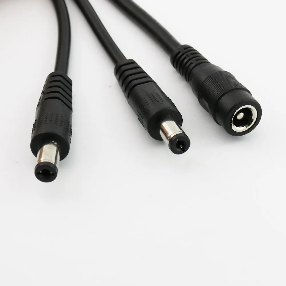 1x CCTV DC Power 5.5 x 2.1mm Female to Dual 5.5 x 2.1mm Male Plug Y Splitter Connector Cable Cord 70cm