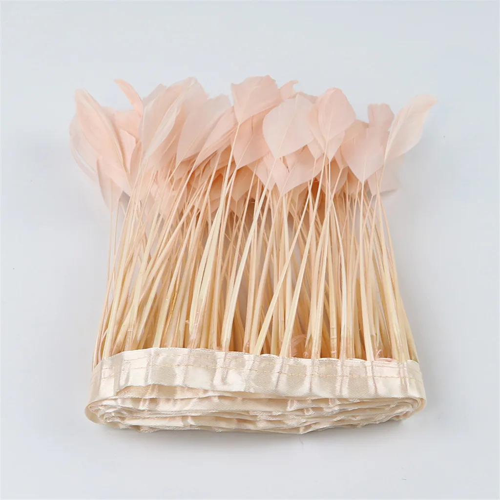 fityle 2m Handmade Accessory 15 - 20cm Natural Marabou Hackle Feather Fringe Trims Ribbon Sewing Crafts Colorful