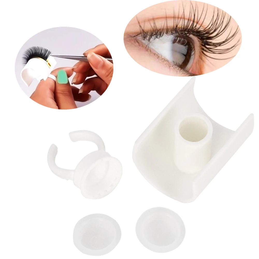 1 Set Accesorios Mujer Eyelash Glue Ring Adhesive Eyelash Pallet Holder
