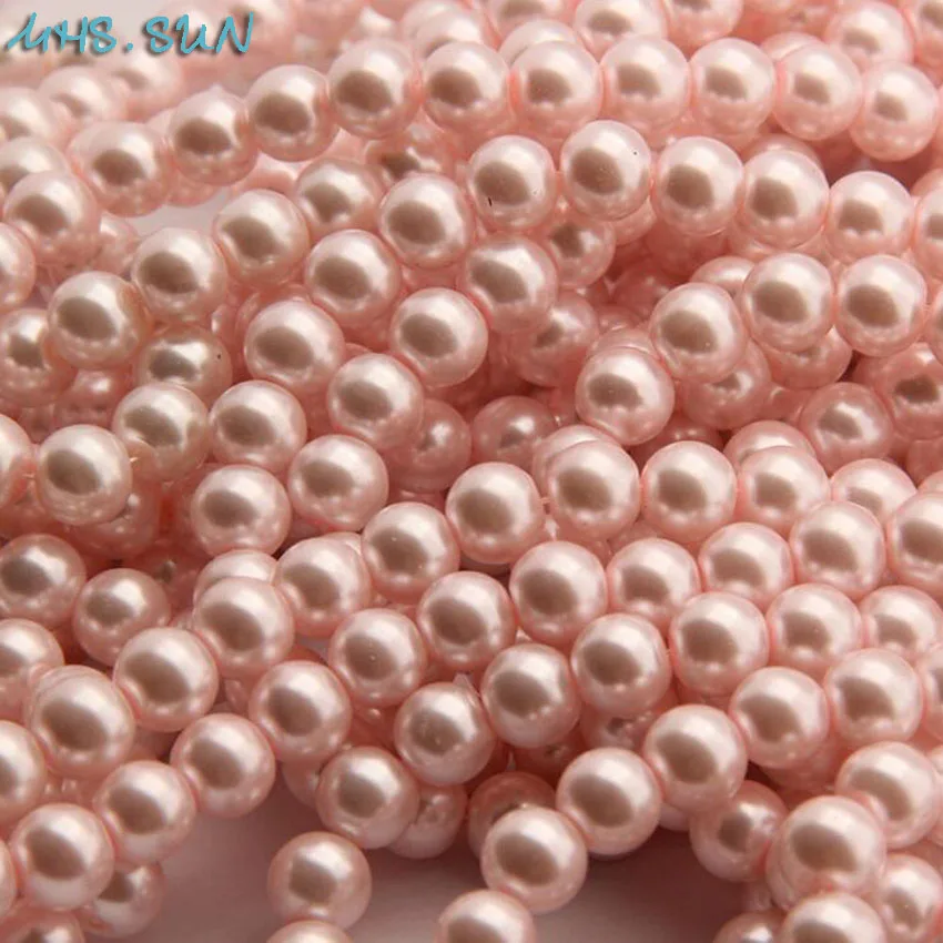 

MHS.SUN 3MM-16MM Lt Pink Color Fake Pearls Round Loose Spacer Imitation Glass Pearl Hand Craft Garment&Jewelry Decoration