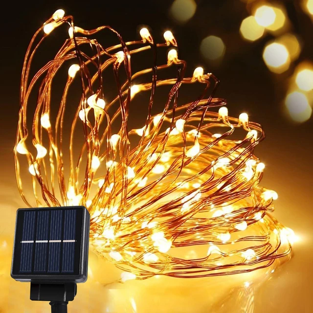 Solar Power String Light Waterproof LED Strip 10m 120 LED Copper Wire