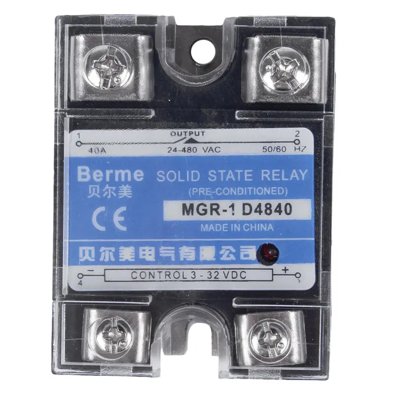 

24-480V AC DC to 3-32VDC Output Single Phase SSR Solid State Relay 40A