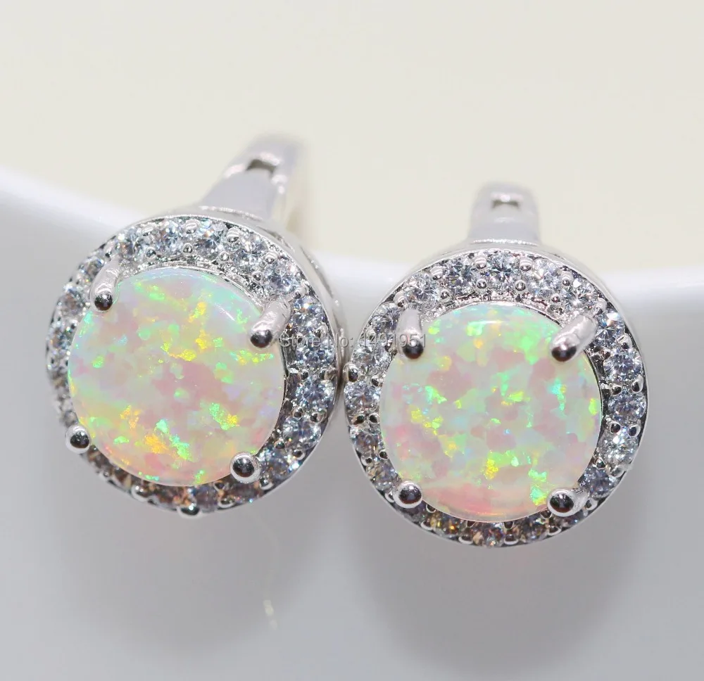 JINYAO, уникальный дизайн, огненный опал, циркониевые серьги для женщин, женские круглые серьги белого золота, 4 цвета