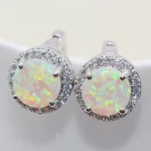 JINYAO, уникальный дизайн, огненный опал, циркониевые серьги для женщин, женские круглые серьги белого золота, 4 цвета