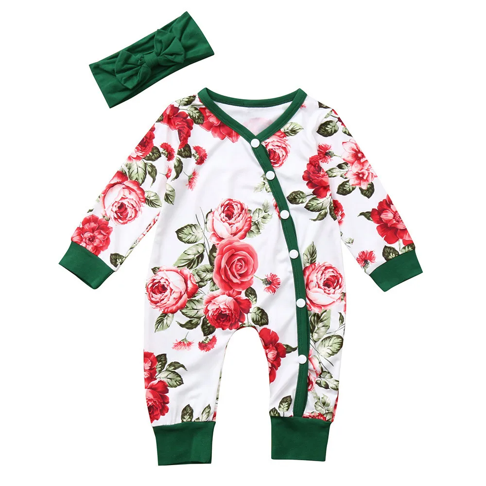 

Baby Girl Outfit Hot Sale Long Sleeve O-neck Cotton Newborn Baby Long Sleeves Letter Print Stripe Romper Jumpsuit Clothing sets