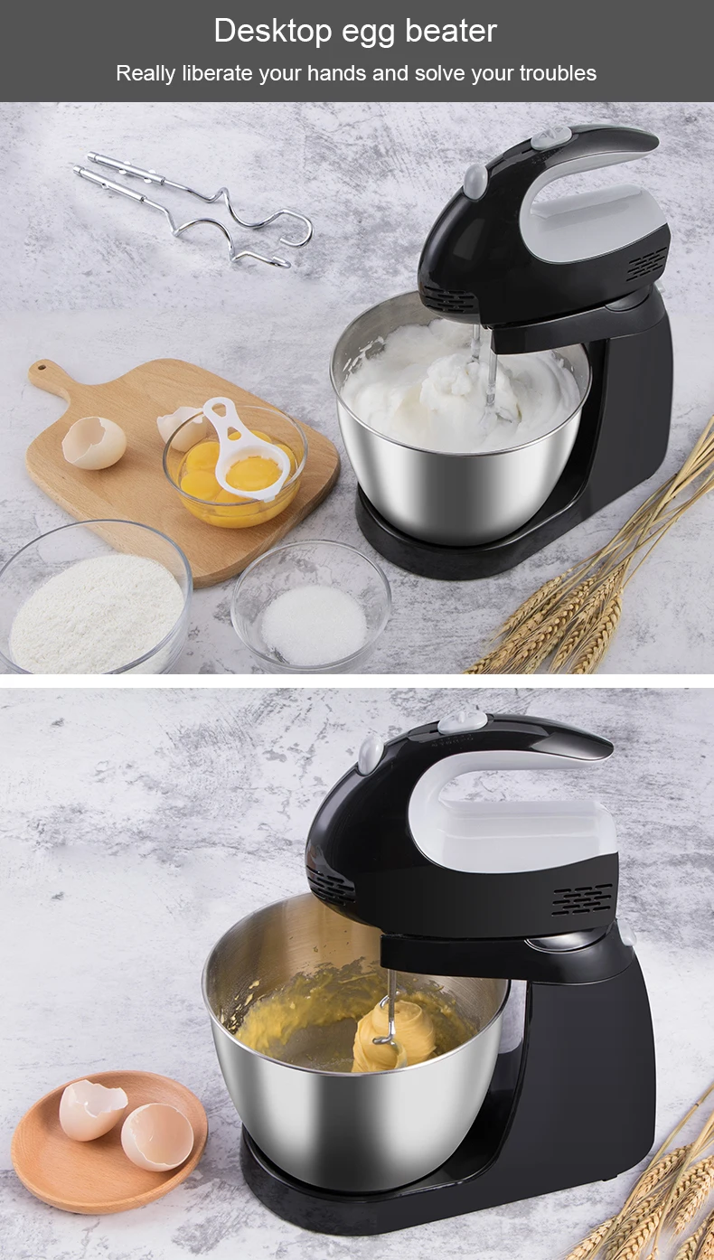 JIQI Электрический Ручной Настольный пищевой блендер, яичный смеситель для теста, 5 скоростей, двойной венчик для выпечки торта, взбивания крема