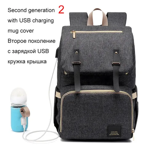 Новая сумка для подгузников, рюкзак для мамы, папы,, usb зарядка, уход за ребенком, сумки для кормления, модный дорожный рюкзак для подгузников, Mochila - Цвет: 2nd Black