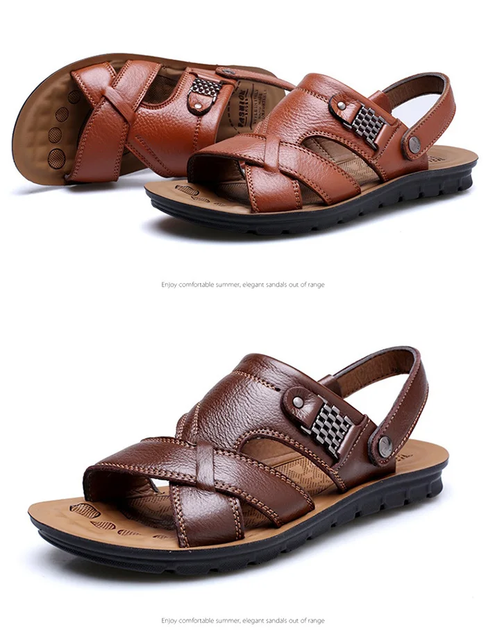 Big Size 48 Men Genuine Leather Sandals Summer Classic Men Shoes ...