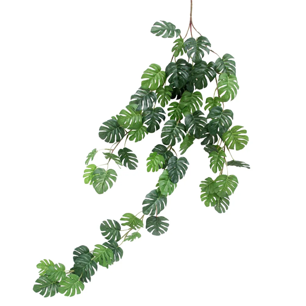 1 шт. реалистичный фон с имитацией листьев ротанга Monstera Vines искусственная листва зелени для сцены, свадьбы, сада, декора