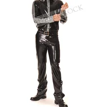 Латексный пиджак костюм костюмы джентльмен Латекс носить рубашка и длинные брюки и ремень