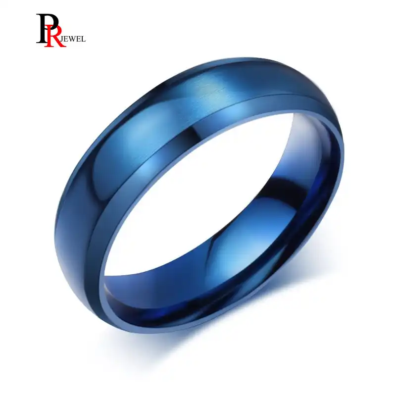 Classic Blue Ring Men Jewelry Stainless Steel Wedding Party Gift