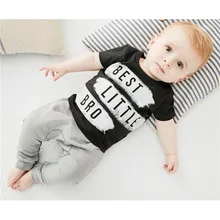 Летняя одежда для новорожденных мальчиков хлопковая футболка с короткими рукавами+ длинные штаны с геометрическим рисунком комплект из 2 предметов комплект одежды для малышей