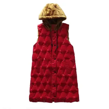 

2019 winter new fashion brand hit colors vests female sleeveless loose cotton coats hooded patchwork outerwear gx1600