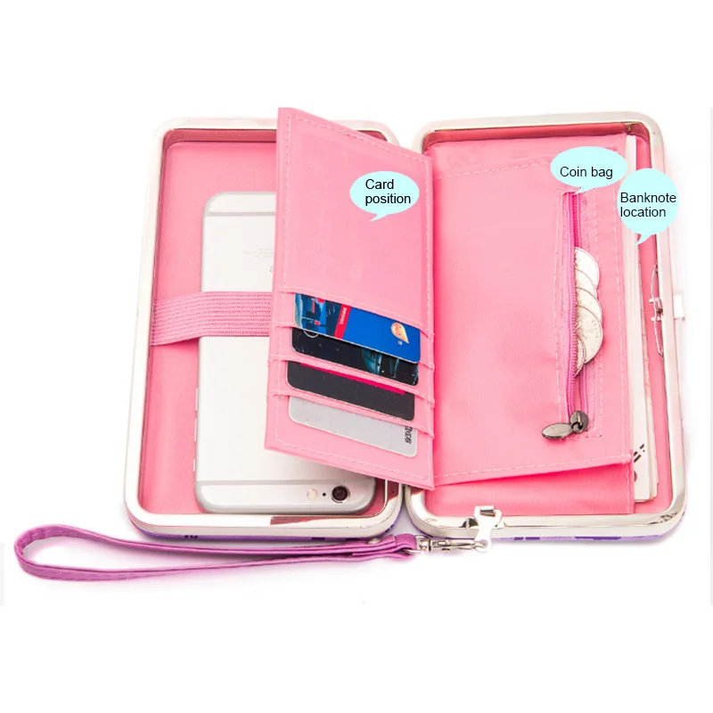 

Hot Selling Women Medium Length Wallets PU Leather Bowknot Purse Wallet Hard Phone Box -B5