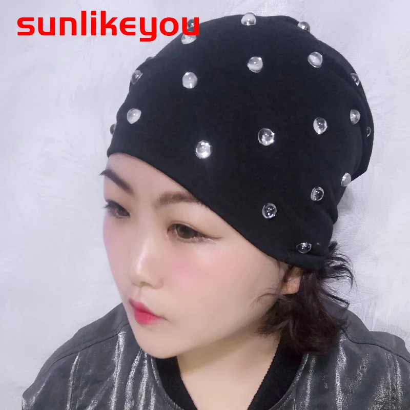 

Sunlikeyou Fashion Dot Water Droplets Slouchy Hat Women Solid Color Spring Winter Beanies Caps Soft Warm Cotton Hats Ladies